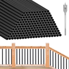 120 Pack 32" Aluminum Deck Balusters 3/4" Black Metal Railing, Hollow Round O...