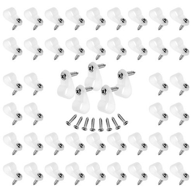 Suiwotin 60pcs 3/8 Inch Nylon Cable Clamps, R-Type inch/10.4mm, White 