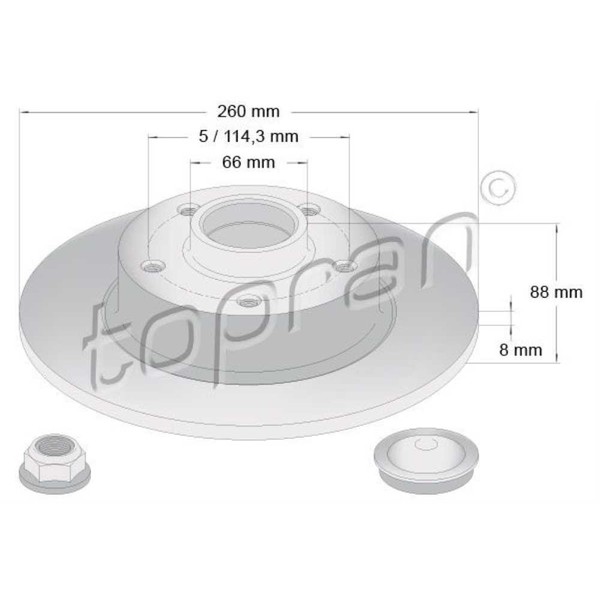 Topran Bremsscheiben Hinten Ø260 Mm Voll FüR Renault Megane III SchräGheck BZ0_-image