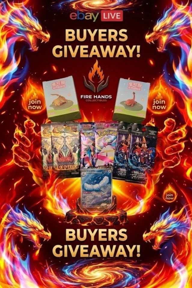 Buyers Giveaway🔥Fire Hands 🔥🙌 Rip & Ship🔥Buy It Now🔥Pokemon🔥One Piece