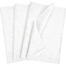 Large Glittery Tissue Paper 70 Sheets 20x20 White Gift Wrap for Bags Birthdays