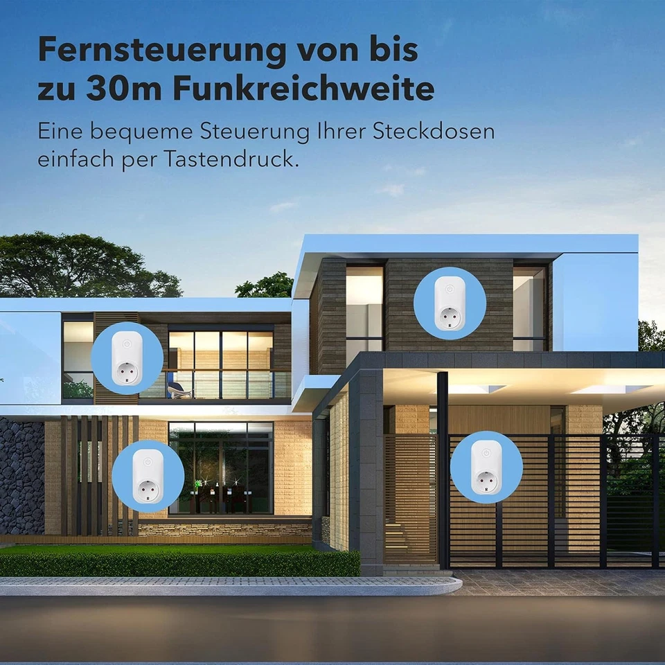 Funksteckdosen Set Aus 5 Steckdosen Mit 2 Fernbedienungen 3680W Ferngesteuerte S - Bild 3 von 4