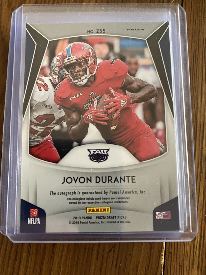 2019 Panini Prizm Draft - Draft Picks JOVON DURANTE #255 Silver Prizm Autographs - Image 2 of 2