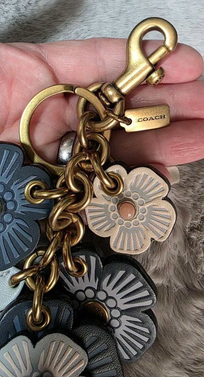 COACH Denim Blue Tea Rose Bag Charm ~ Very Rare | eBay