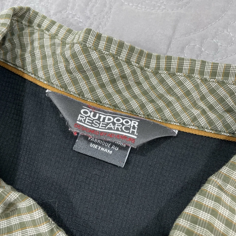 Camisa Outdoor Research Baja Botón Sol Para Hombres XL Verde Cuadros UPF 50 Senderismo Pesca Foto 3 de 4
