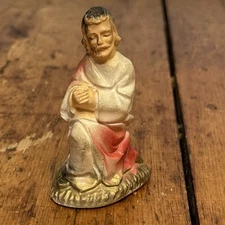 VTG Chalk / Plaster Nativity Kneeling JOSEPH Manger Scene Christmas ~3”
