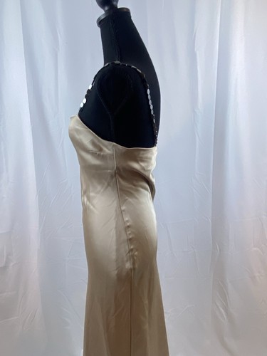 Zara Women’s Size XS Satin Effects Beige Long Slip Dress Beaded Straps - Bild 11 von 17