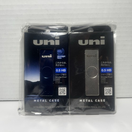 Uni Metal Case Mitsubishi Mechanical Pencil Leads 0.5mm Navy Silver NEW