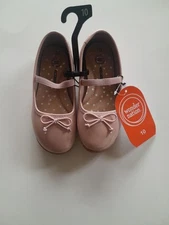 Wonder Nation Toddler Girls Blush Bow Ballet Flat Shoe Size 10 New