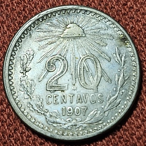 1907 Mexico 20 Centavos Silver — photo from the most recent tracked eBay sale