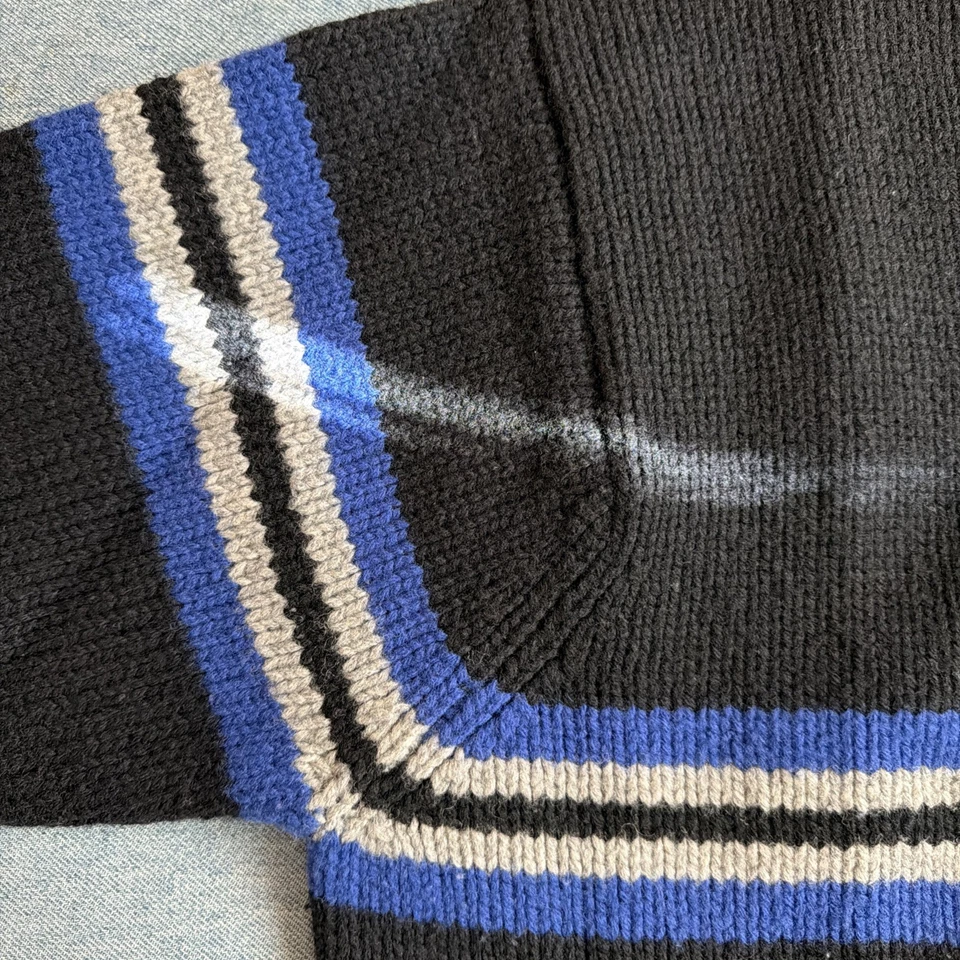 Suéter RL Polo Sport Años 90 Vintage Universitario Rayas Cuello en V Mezcla de Lana Talla XL Foto 3 de 4