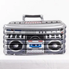 24" x 12" Silver Inflatable 80's Themed Boom Box Party Drinks Cooler Events Home