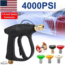 1/4" High Pressure Washer Gun 4000 PSI Car Wash Foam Spray Short Wand w/ Nozzle