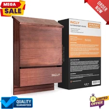 New Outdoor Bat House All Natural Cedar Wood 3 Chamber House Garden Tree New