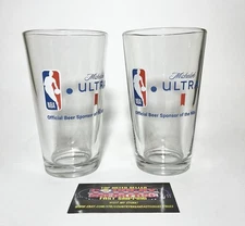 Michelob Ultra NBA Basketball Logo 16 oz Pint Beer Glasses Set of Two Brand New!