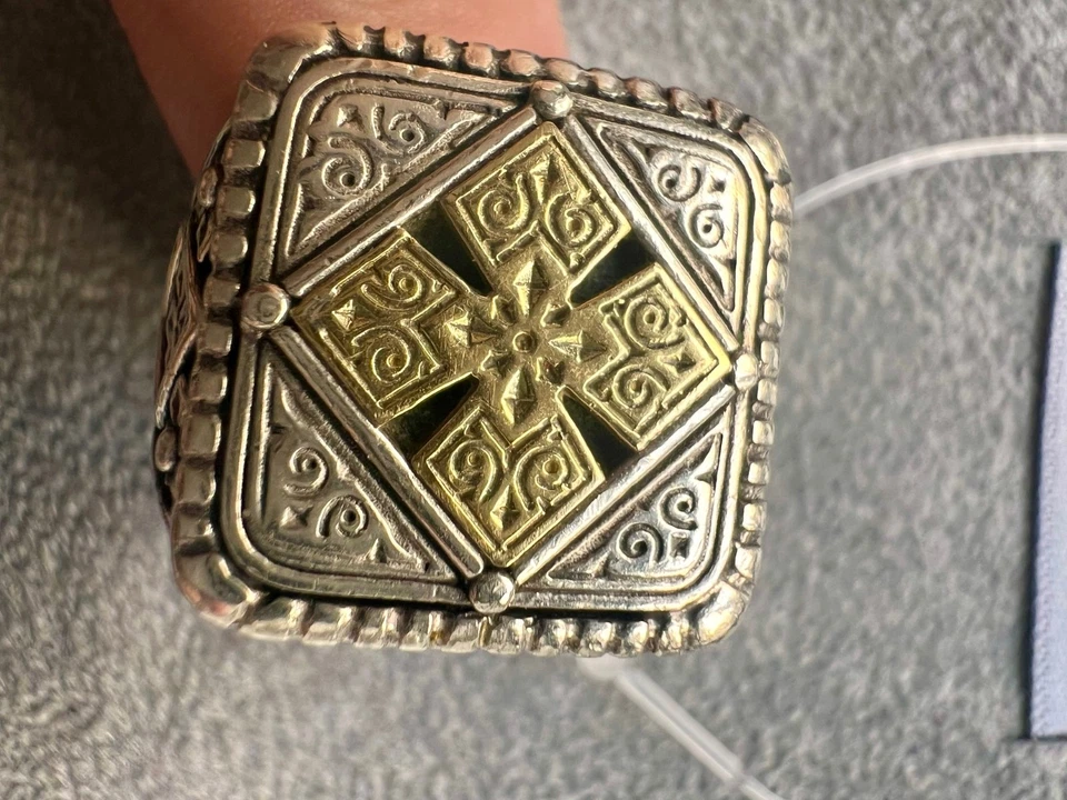 Auténtico anillo cuadrado cruz maltesa Konstantino 925 18k 750 para hombre talla 9/9,5 Foto 4 de 4