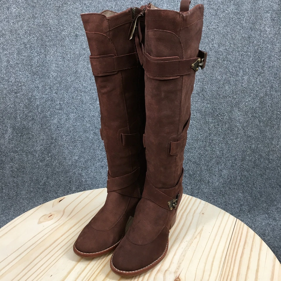 Schuler & Sons Botas Mujer 6.5 M Hebilla Hasta la Rodilla Montar Cuero Marrón Tacones Foto 3 de 4