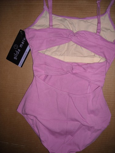 SEÑORAS Doble ESPALDA TORCIDA LEOTARDO CICLAMEN ROSA CAMISA Gilda Marx - Imagen 4 de 5