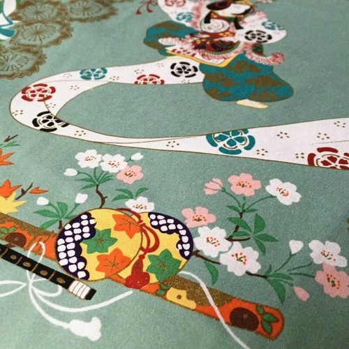 Kimono Cotton Satin Fabric Japanese Geisha Dancing Sateen Cloths Soft Retro DIY - Picture 7 of 9