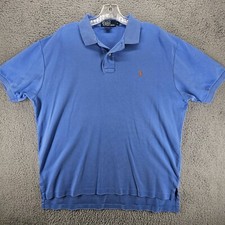 Polo Ralph Lauren Men's Polo Shirt Short Sleeve Orange Pony Blue Size L