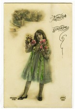 c 1910 Antique Cute HIGH BUTTON UP SHOES Girl Fashion Child tint photo postcard