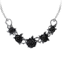 Alchemy Gothic Rose Briar Choker Halskette Resin Schwarz Silber P864