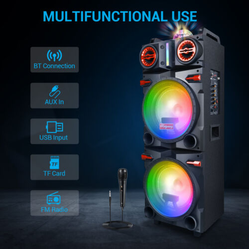 Altavoz Bluetooth 9000W Doble 10" Subwoofer Bajo Pesado Sistema de Sonido Fiesta y Micrófono - Imagen 4 de 12