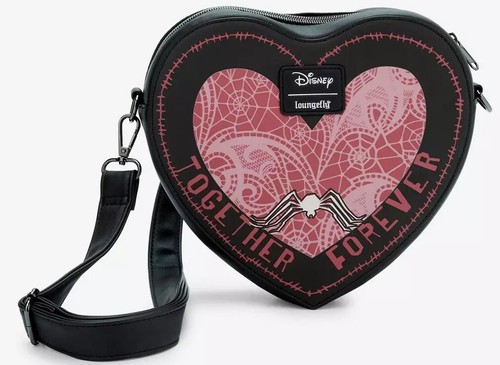LOUNGEFLY Disney Nightmare Before Christmas Jack & Sally Heart Crossbody Bag NEW - Picture 2 of 5