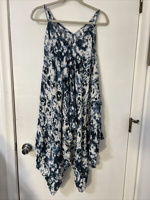 japna Tie-Dye Sleeveless With Pockets jumpsuit Sz S Extra Wide Leg Gipsy  Boho