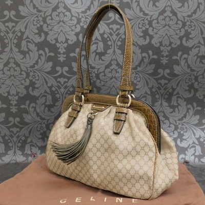CELINE Macadam Canvas Beige Handbag Shoulder Bag #45 Rise-on
