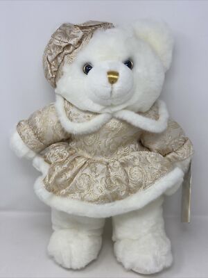  Teddy Bear 2001 コレクション Vtg 2001 Bear Factory Signature Collection Cream&White Plush