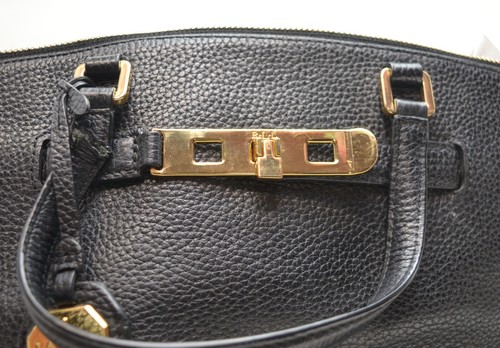 Lauren Ralph Lauren - Darwin Tumbled Pebble Grain Black Leather Satchel Purse - Picture 3 of 15