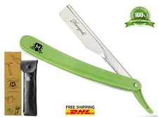 Cut Throat Razor for Men, Shavette, Plastic Handle, Barber Straight Razor, Green