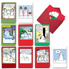 20 Asst'd Funny Christmas Greeting Cards w/Envelope 10 Designs Let It Snowman