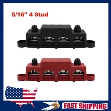 Red & Black 5/16" 4 Stud Power Distribution Block Busbar With Cover