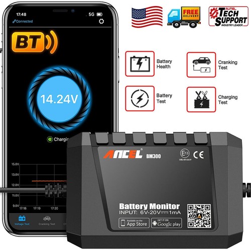 ANCEL BM300 Battery Tester Charging Cranking Test Analyzer for Android IOS 12V