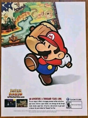 2004 Paper Mario: The Thousand Year Door Double Sided Print Ad - 7.5'' X 10.5''