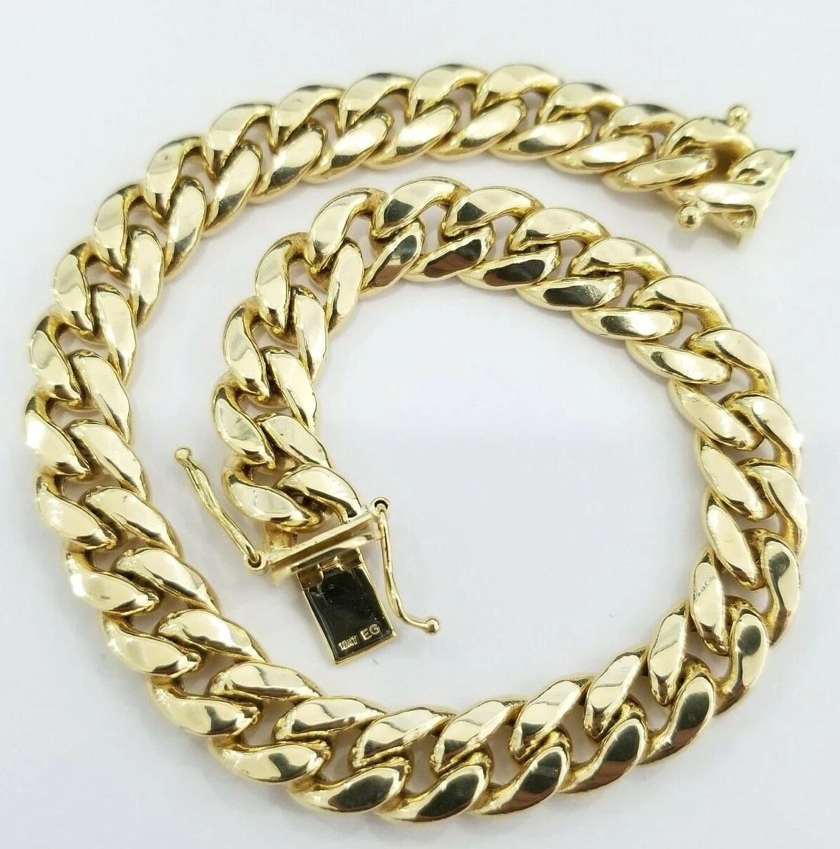 Hollow mens miami cuban link bracelet 10k yellow gold deals
