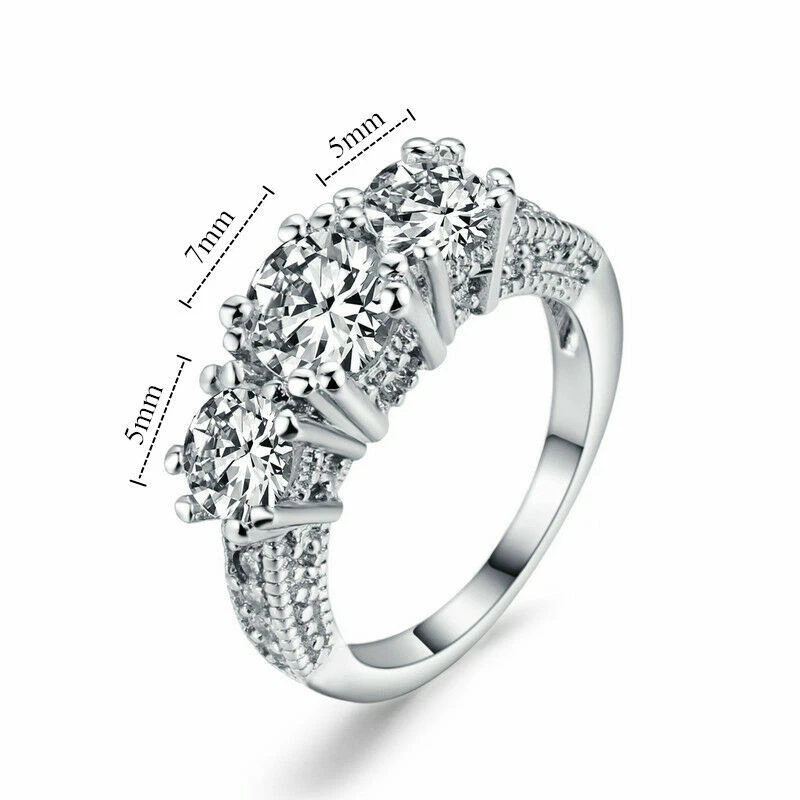 Anillo de boda de plata con zafiro artificial talla 4-12 joyería llena de oro de 10 quilates Foto 3 de 4