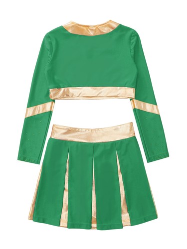 Kids Girls High School Uniform Fancy Dress Up Cheerleading Costume Long Sleeve - Picture 67 of 72