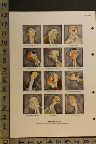 1936 ABNER DEAN ILLUS CHARACTER LOOSE TONGUES VINTAGE SEXY ESQUIRE CARTOON VB58