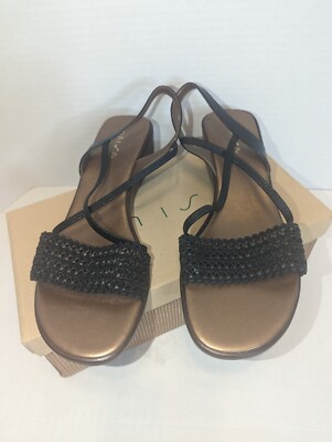 Unisa Women's Feliciti Black Sling Back Sandals Size 10 Made In Spain 