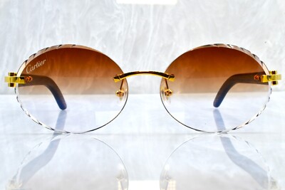 Cartier rimless Wood Poplar bubinga sunglasses glasses c decor Diamond cut