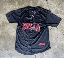 vtg chicago bulls mesh black baseball jersey mens medium #66 Stacey King