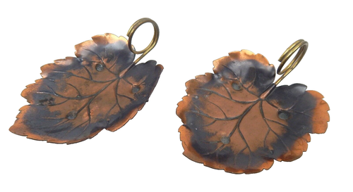 7B Pair Coppercraft Guild Copper Leaf Tray Votive Candle Holders MCM - 第 1/4 張圖片