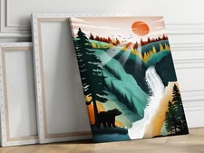 Yellowstone National Park 40x50cm Stretched Travel Canvas Wall Art Print