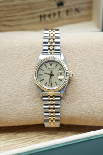 Ladies Steel & Gold Rolex Datejust 26mm 69173 Factory Champagne Linen Dial - Picture 2 of 6