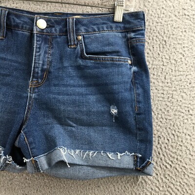 Seven 7 Cut Off Short Pants Womens 4 Blue Denim Mid Rise Zip Fly