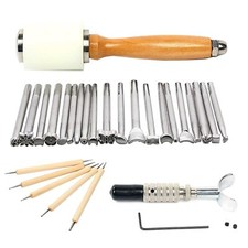 20pcs leather carving work saddle making tool set DIY hammer rotary knife