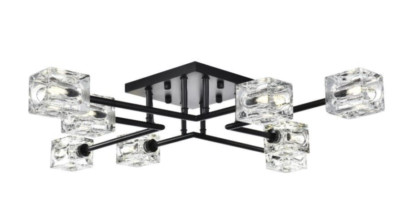 Flush Mount Black Chandelier Glass Shades Bathroom Bedroom Light Fixture 31.5''